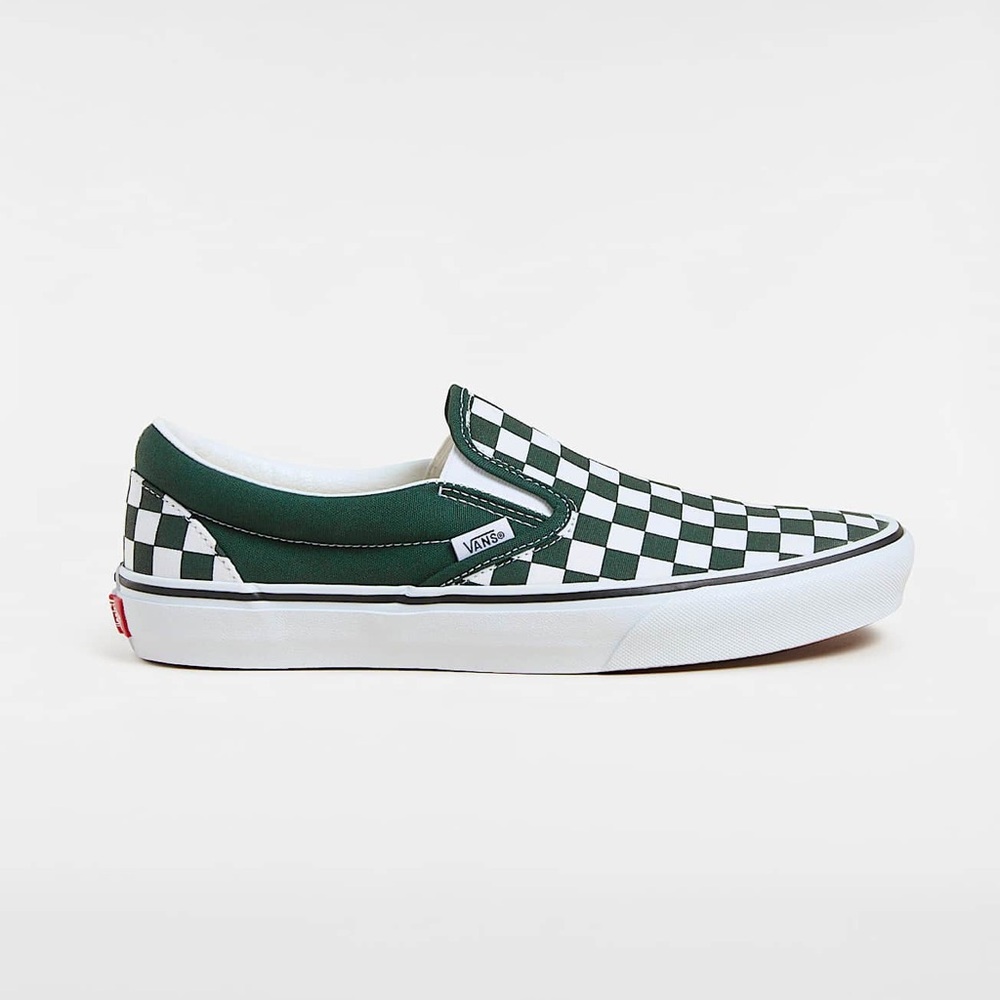 Men’s Sz 13 Vans Classic Slip-On Checkerboard Shoe in green - Picture 2 of 8